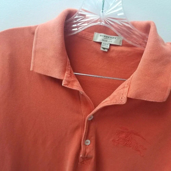 BURBERRY Slim Fit Orange Polo Shirt Collared Short Sleeve M - Picture 9 of 11